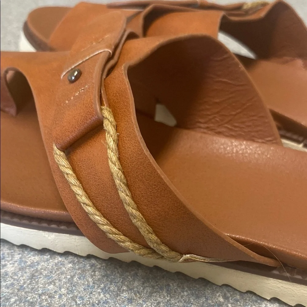 Brown and White Sandals with Comfortable Design